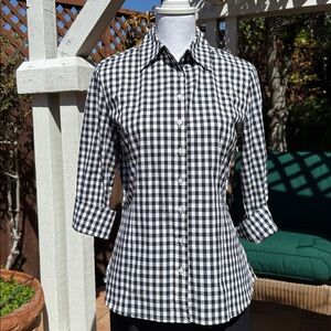Chadwicks Black and White Gingham Button-Down Shirt